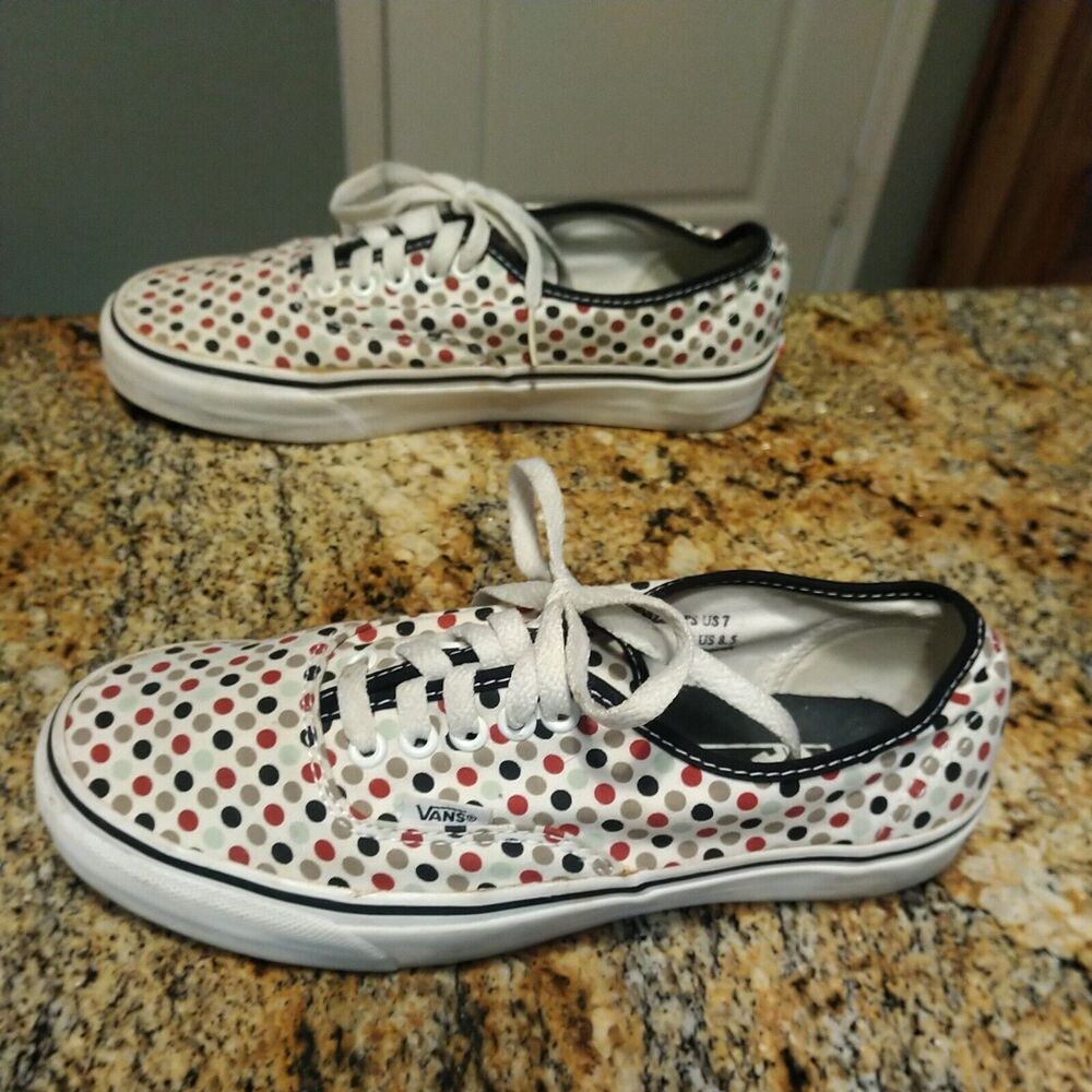 Vtg Vans polka dot Multicolor Canvas Lace Up Men’s Size 7 Woman's 8.5